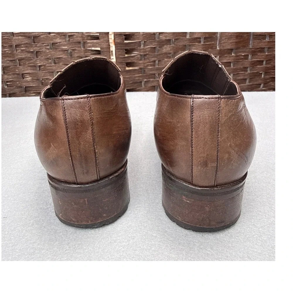Armando Pollini Loafers Women 37.5 Brown Leather Vibram Lug Sole Made In Italy